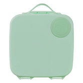 Mint green rectangular B.Box lunchbox container with a handle on a light gray background