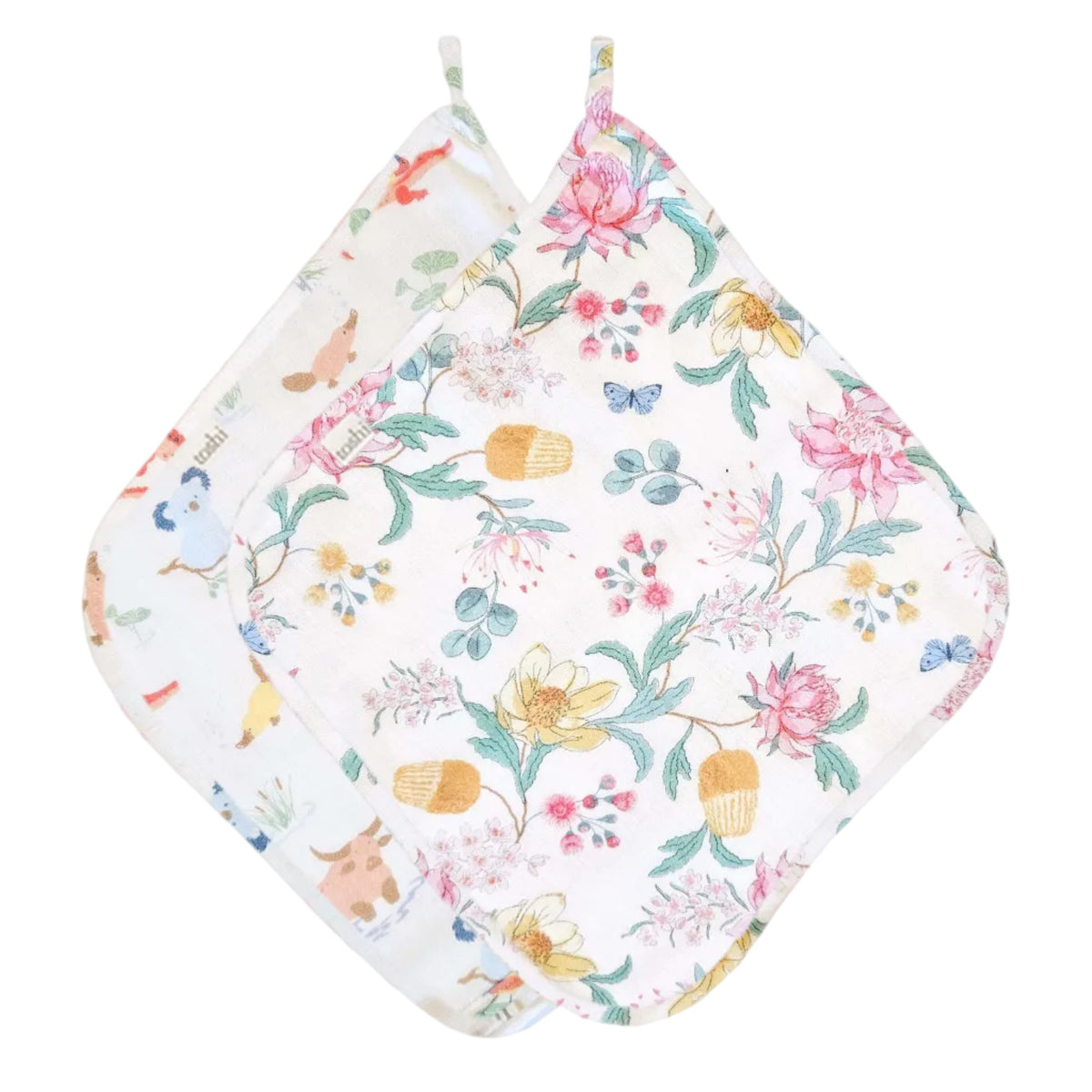 toshi | Baby Washcloth Muslin-2pcs / Waratah Dawn