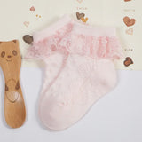 Frill Socks - Girls 2 pack - Pink and White