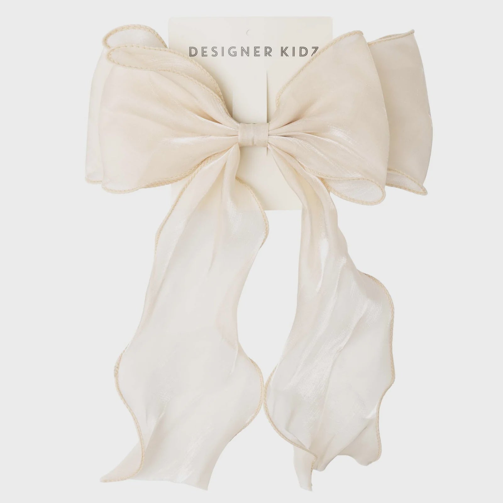 Designer Kidz | Shimmer Mesh Bow - Ecru