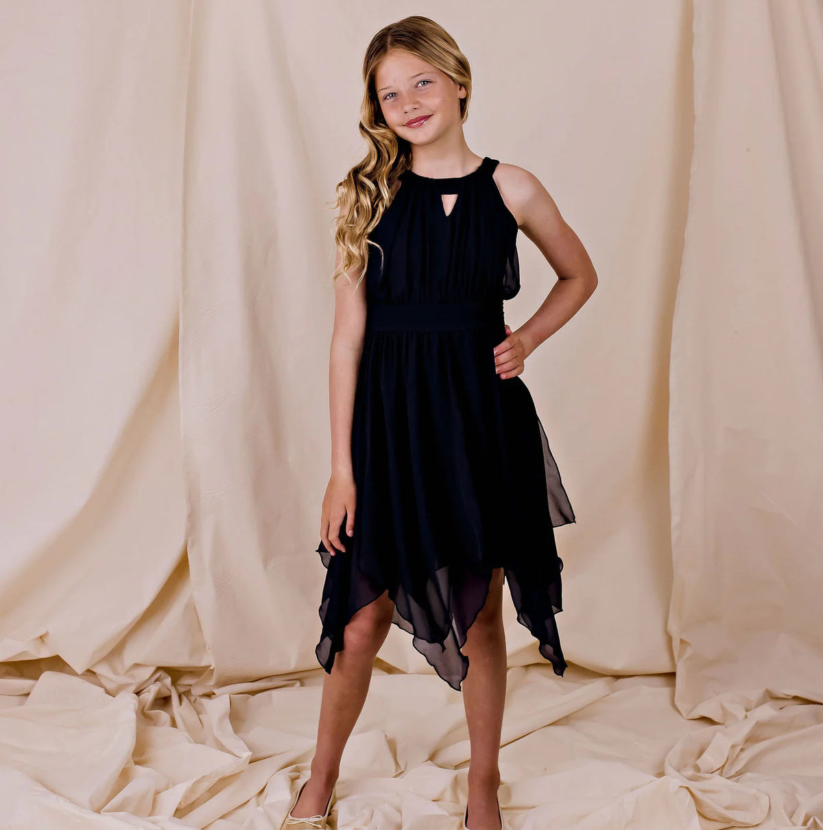 Designer Kidz | Angelene Panelled Dress - Navy