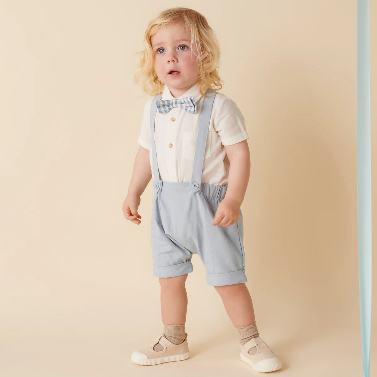 Designer Kidz -Oliver Gingham Bow Tie - Blue