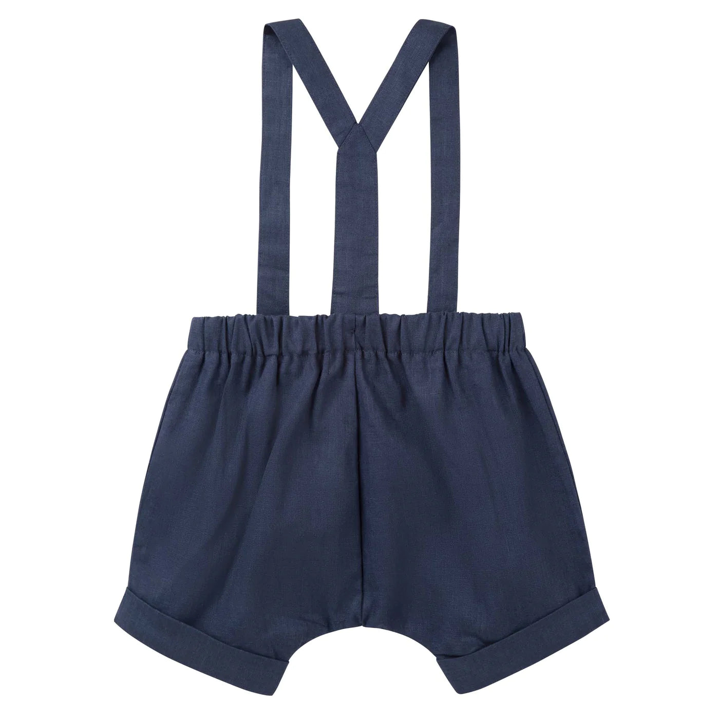 Designer Kidz | Finley Linen Suspender Shorts - Navy