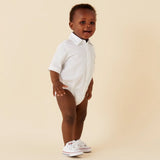 Jackson S/S Formal Romper - White
