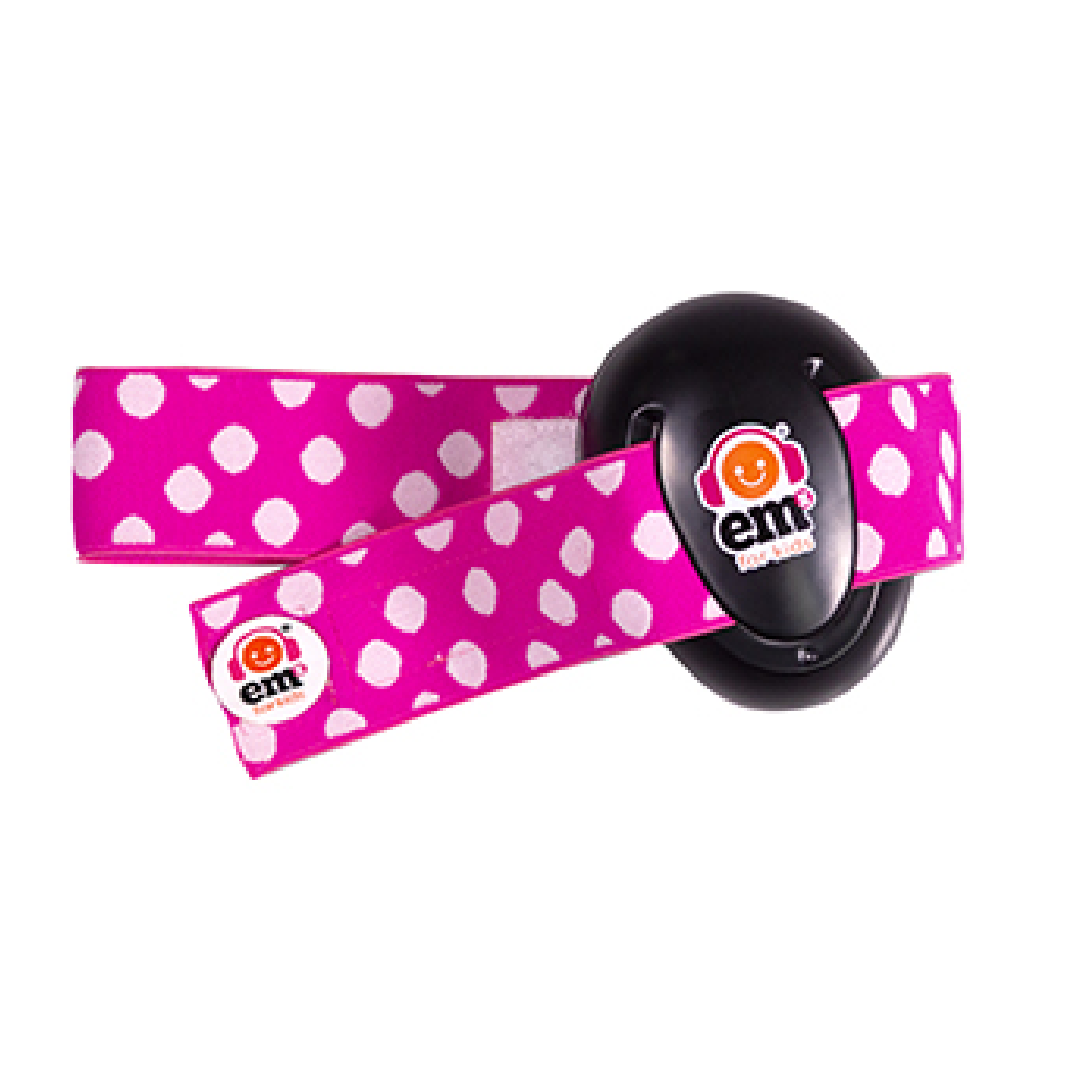 Baby Ear Muffs - Hot Pink Dot Band with Black Ear Cups