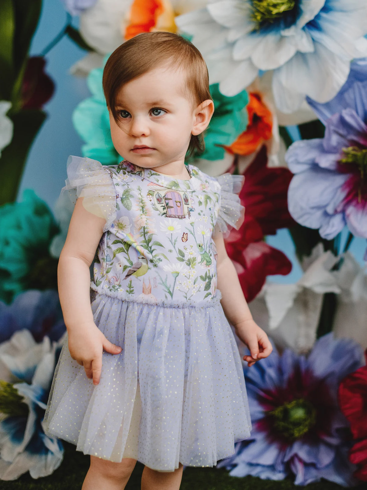 'Fairyland' Dreamy Tutu Bodysuit Dress - Cornflower