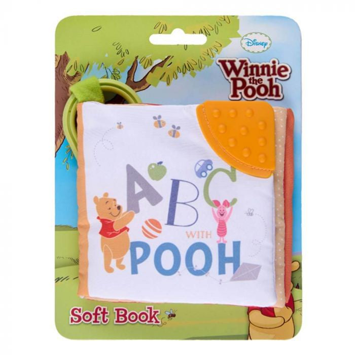 Winnie the Pooh soft book with ABC text on a colorful packaging