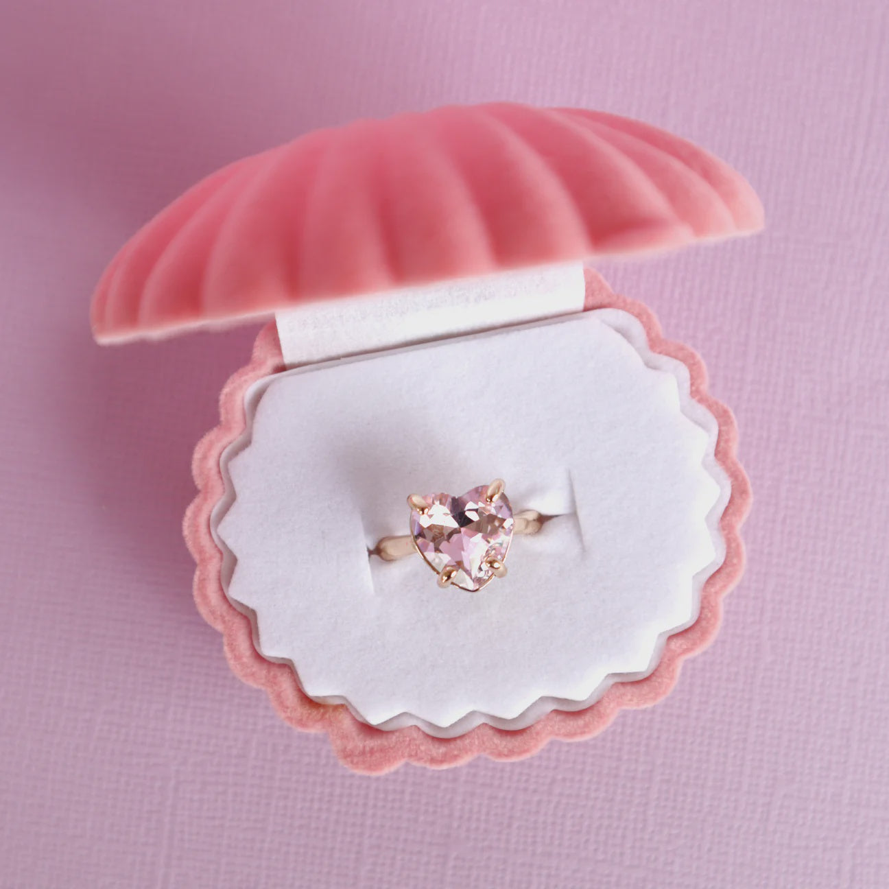 Crystal Heart Ring - Soft Pink