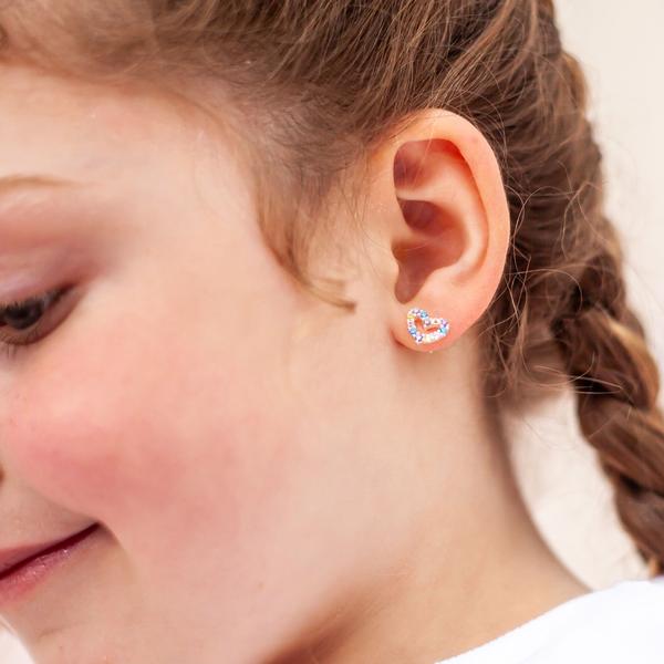 Rainbow Connection Heart Earrings - Sterling Silver - in Pink Shell box