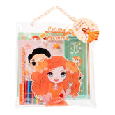 Stationery set packaging with illustrations of animated characters, including a girl with orange hair, and stationery items like pencils and a notebook visible through the clear plastic.