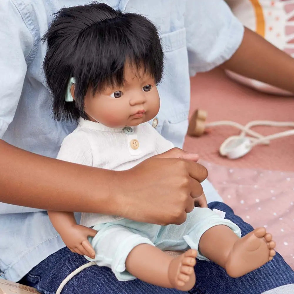 Miniland - Baby Doll Hispanic Boy with Hearing Implant 38cm - No Clothes