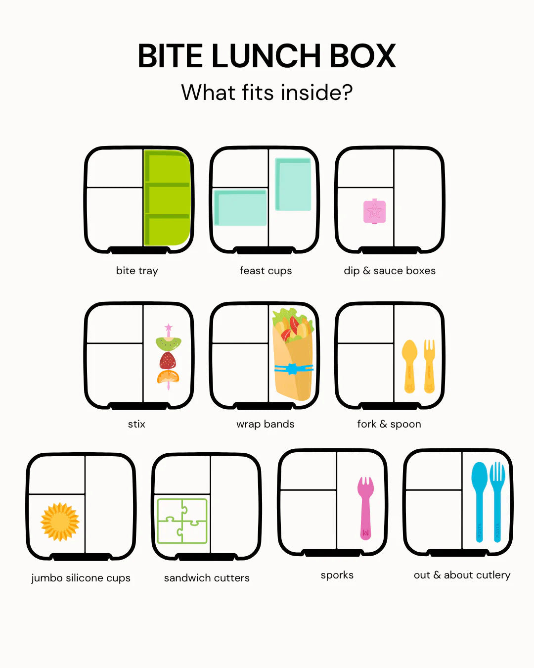 Bento Cup Bite Tray - In 5 x Colours