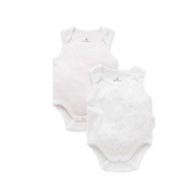 2 Pack Singlet Bodysuit - Pale Pink Dot Pack
