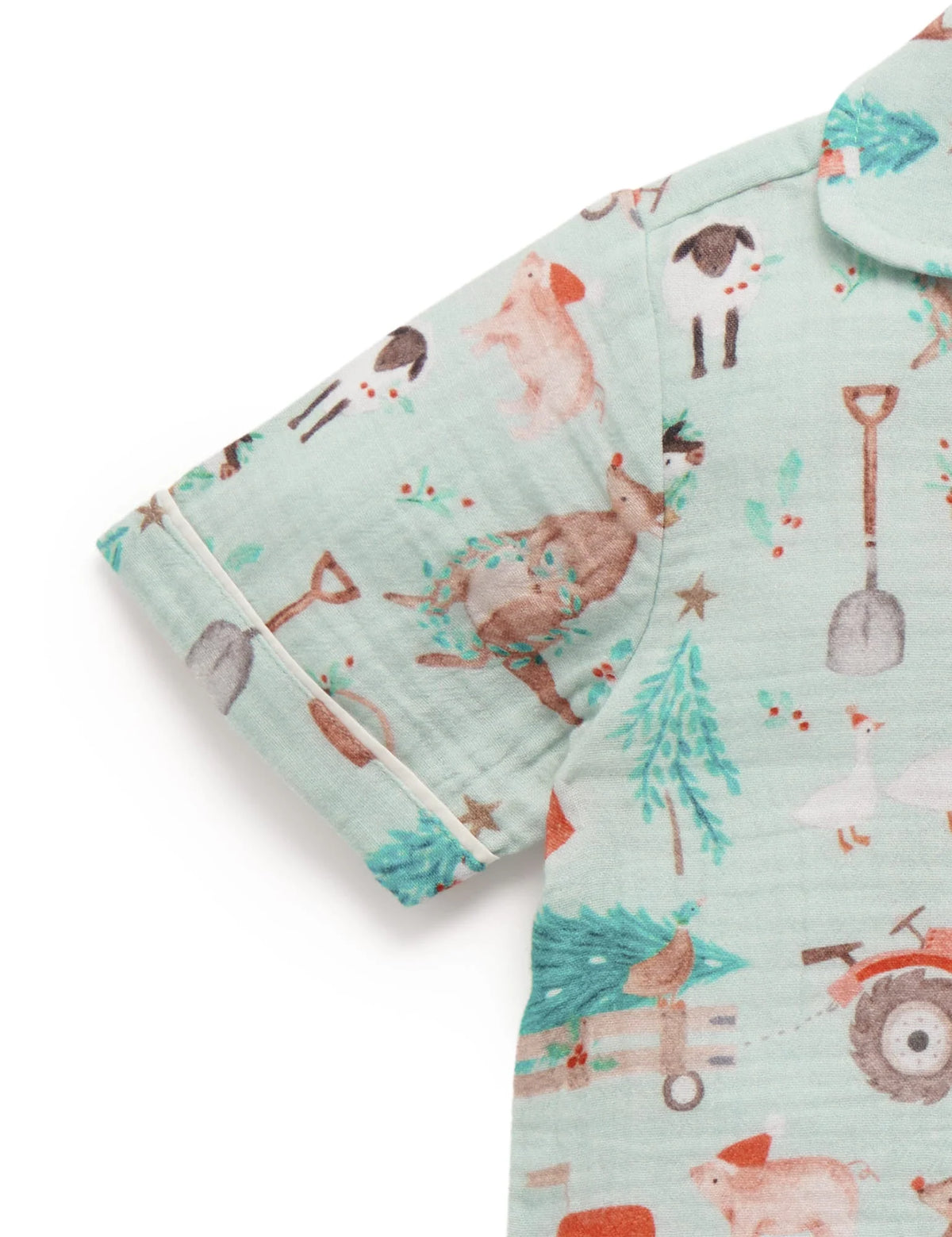 Short Crinkle PJ Set - Farmyard Christmas Crinkle