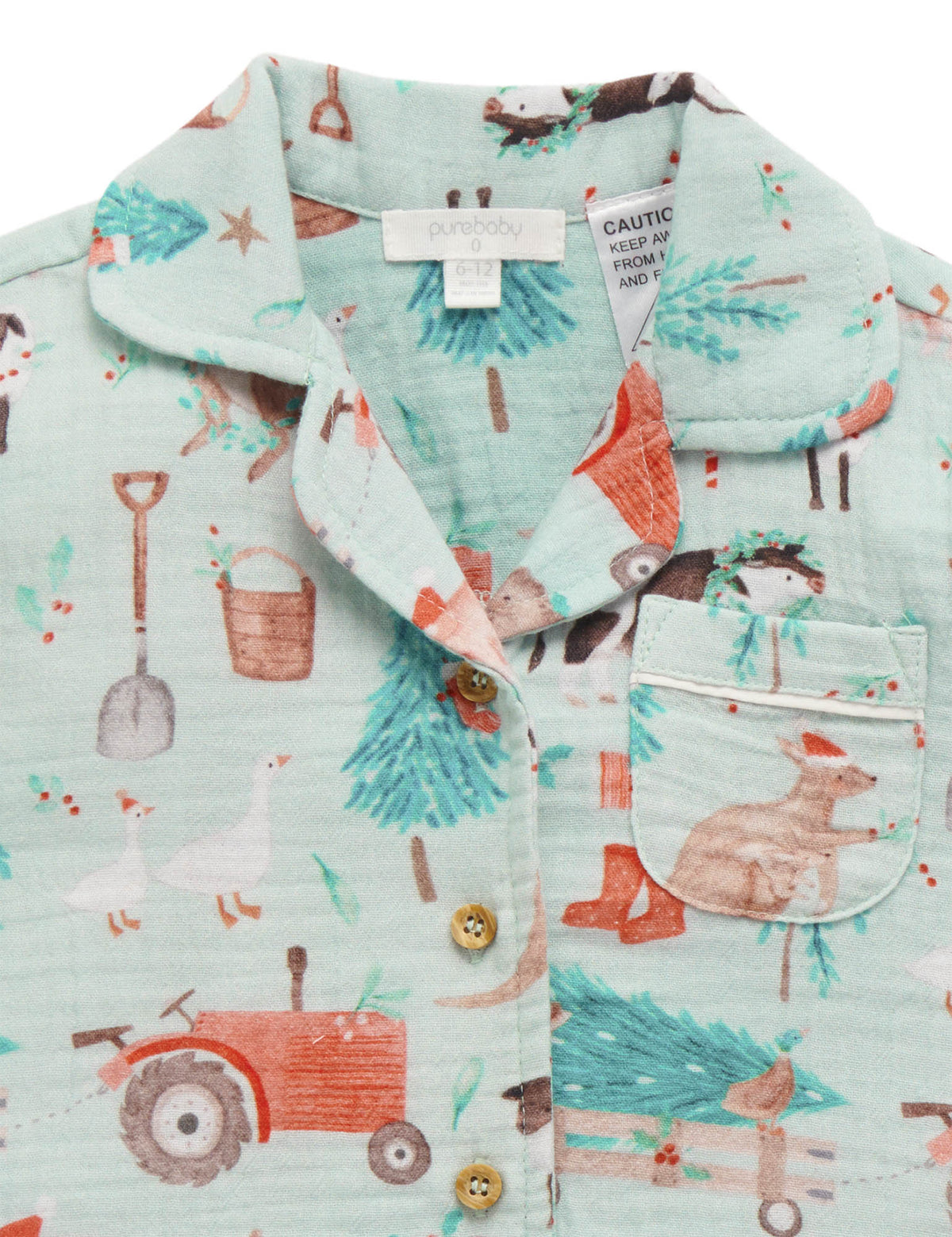 Short Crinkle PJ Set - Farmyard Christmas Crinkle