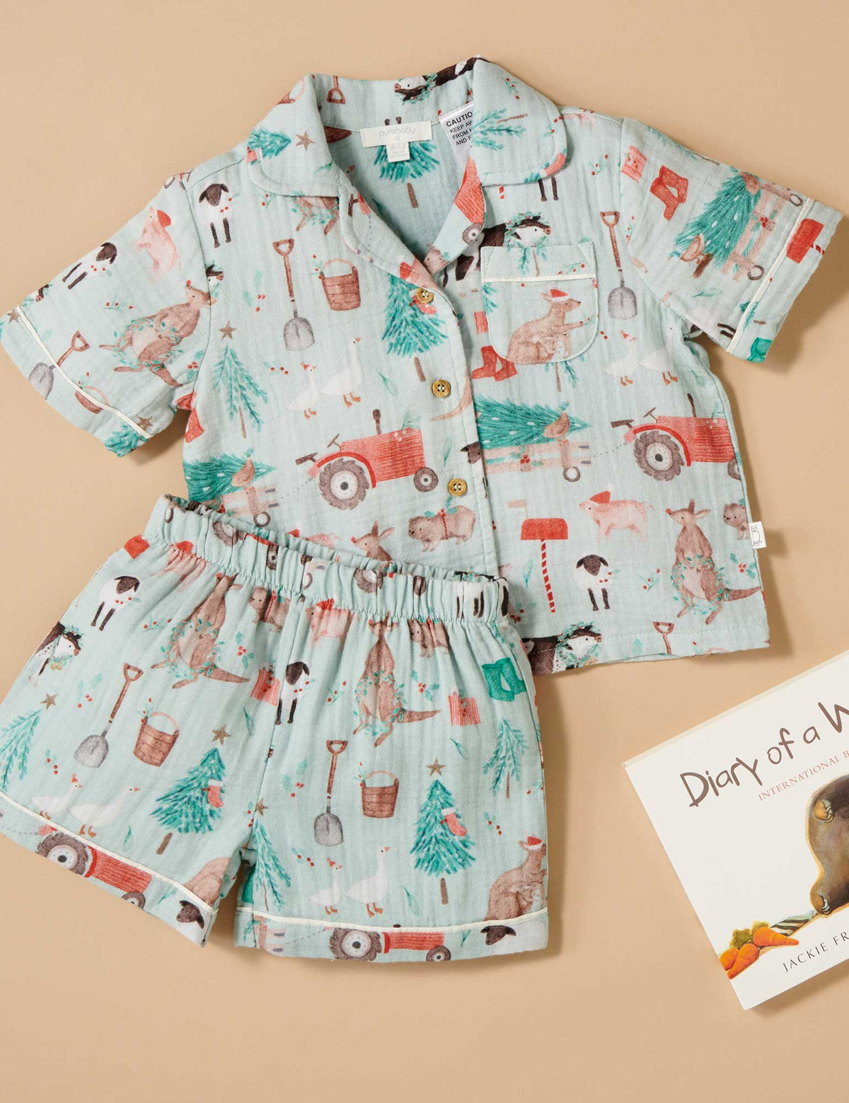 Short Crinkle PJ Set - Farmyard Christmas Crinkle