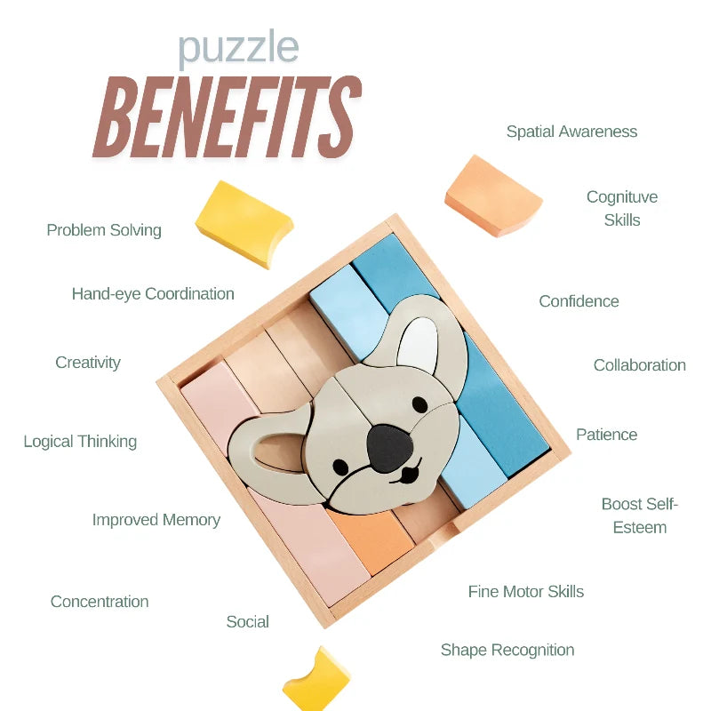 Stellavan & Papa - 3-in-1 Small Block Puzzle, Kangaroo