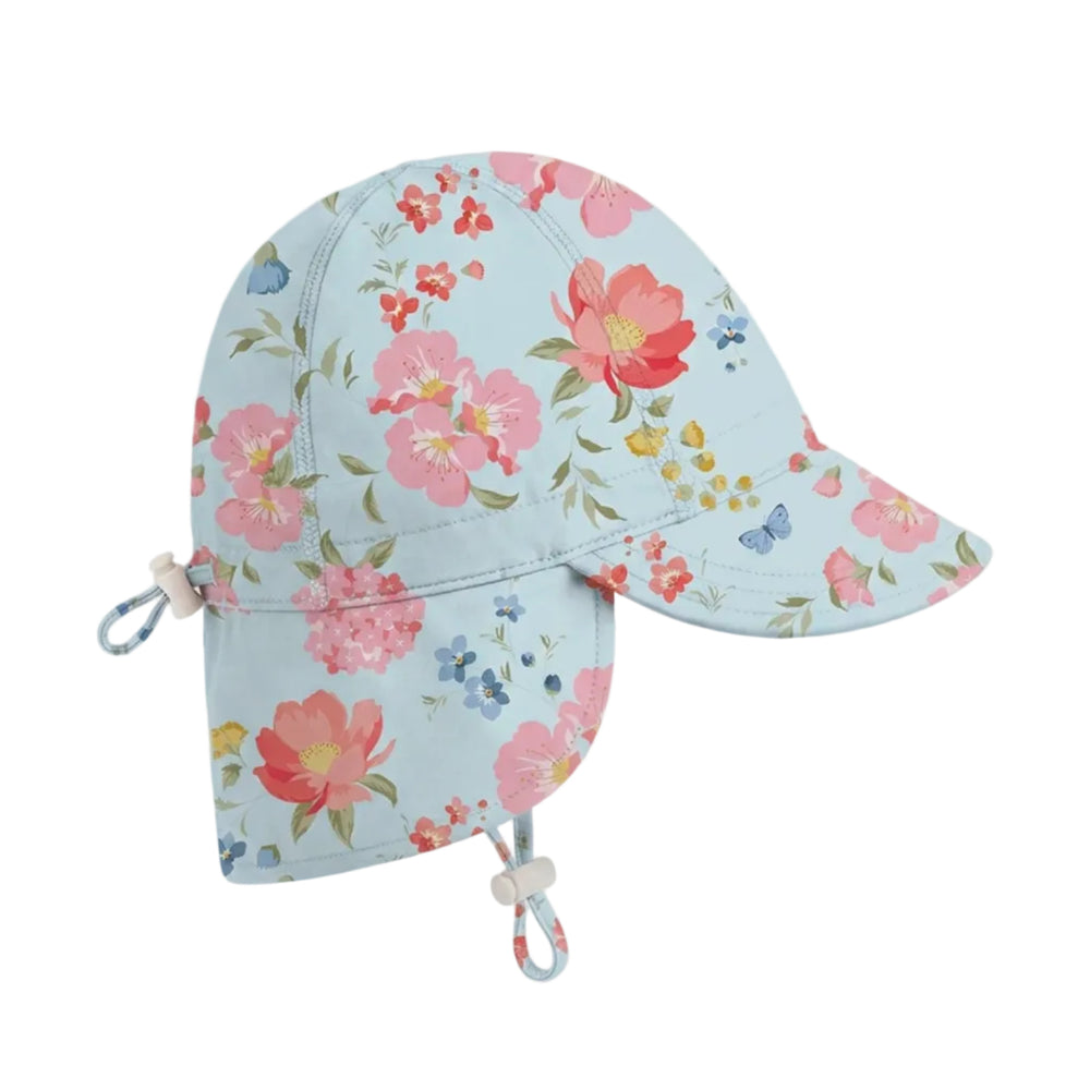 floral pattern with pale blue background swim flap hat