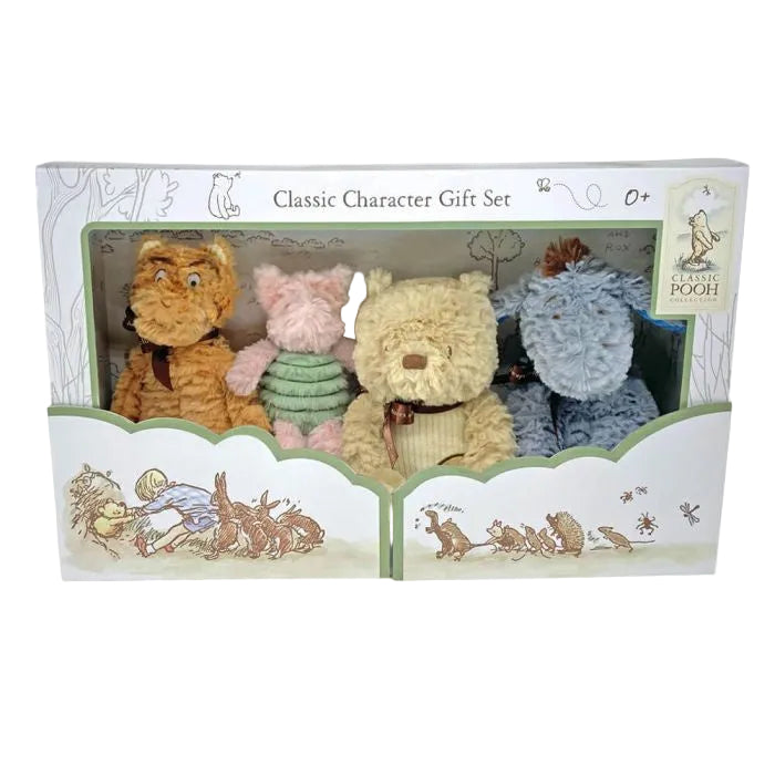 Packaged set of Classic Winnie the Pooh plush toys with a white background