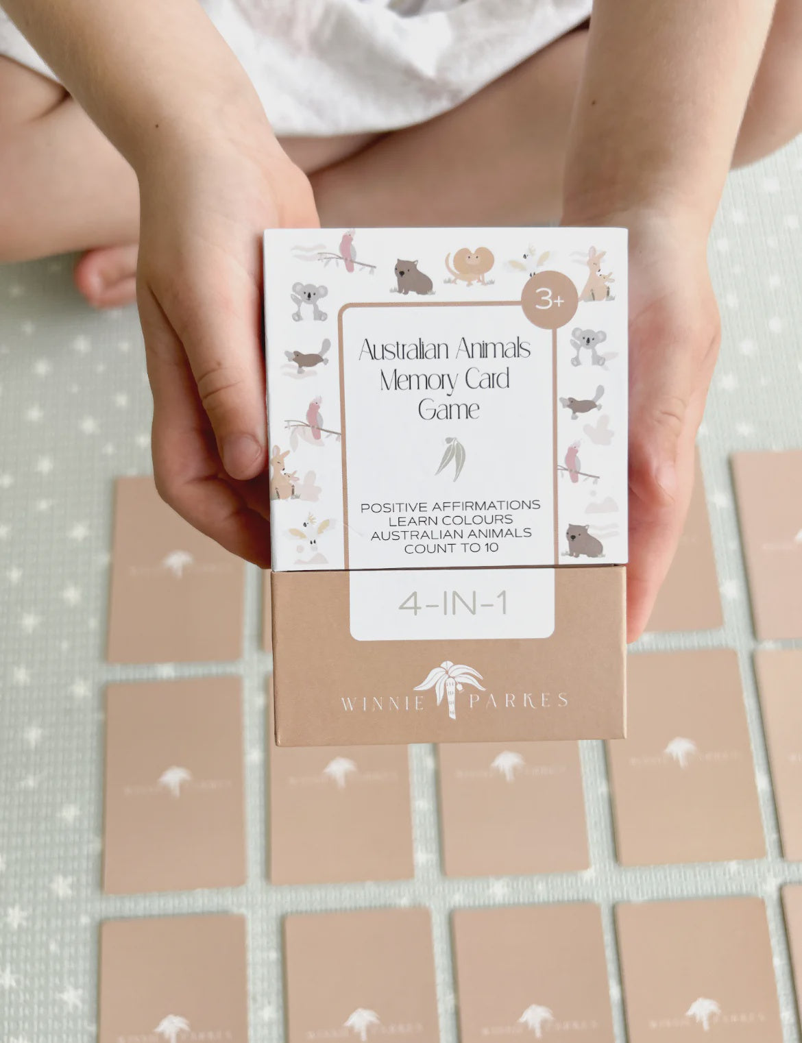 4-in-1 Memory Card Game for Kids – Australian Animals, Numbers, Colours & Positive Affirmations | Montessori Learning Toy