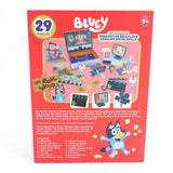 Bluey movie wooden role play accessory set packaging with character illustration and product details.