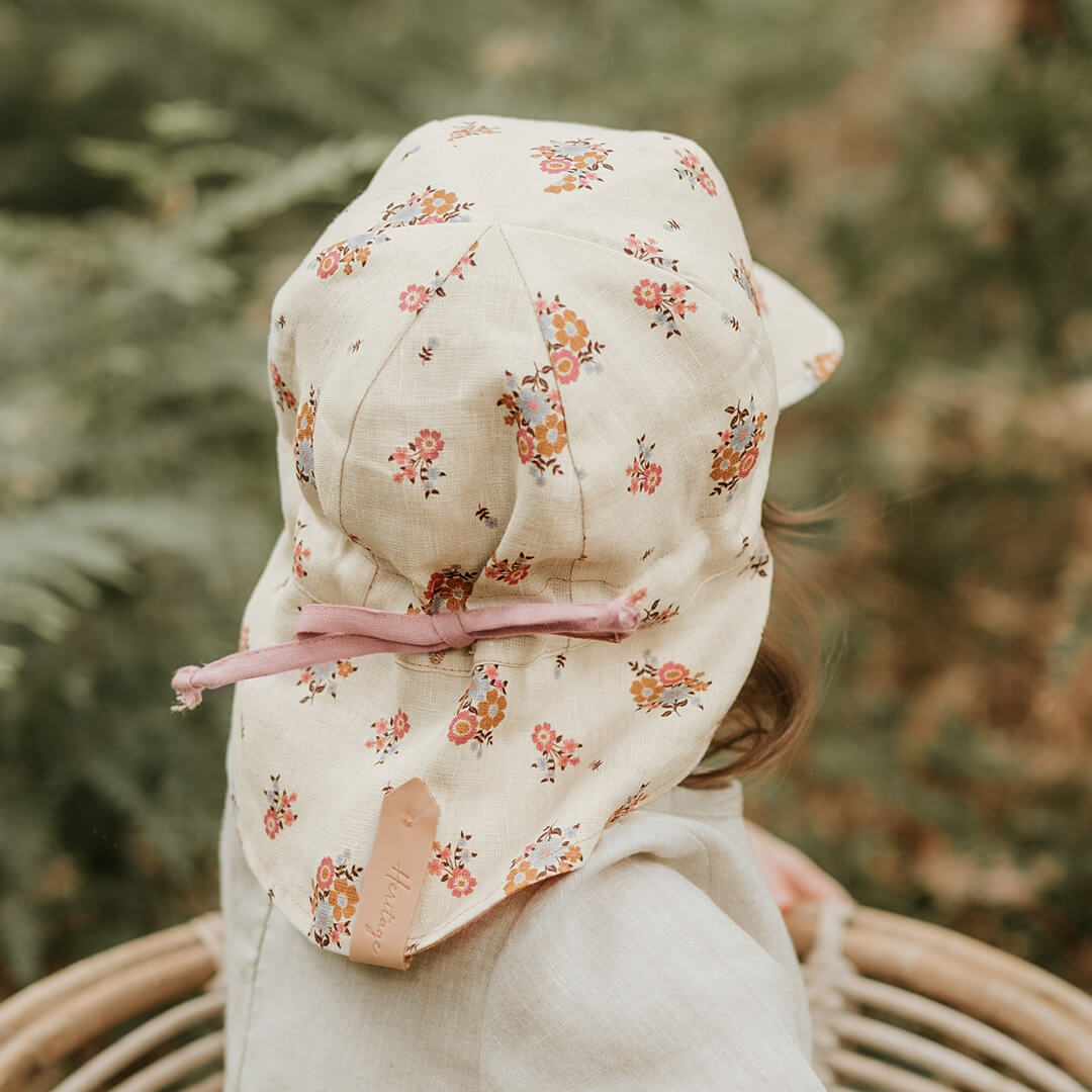 Bedhead | 'Lounger' Baby Reversible Flap Sun Hat - Primrose / Rosa