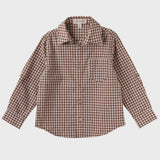 Designer Kidz | Oliver L/S Button Shirt - Choc Gingham