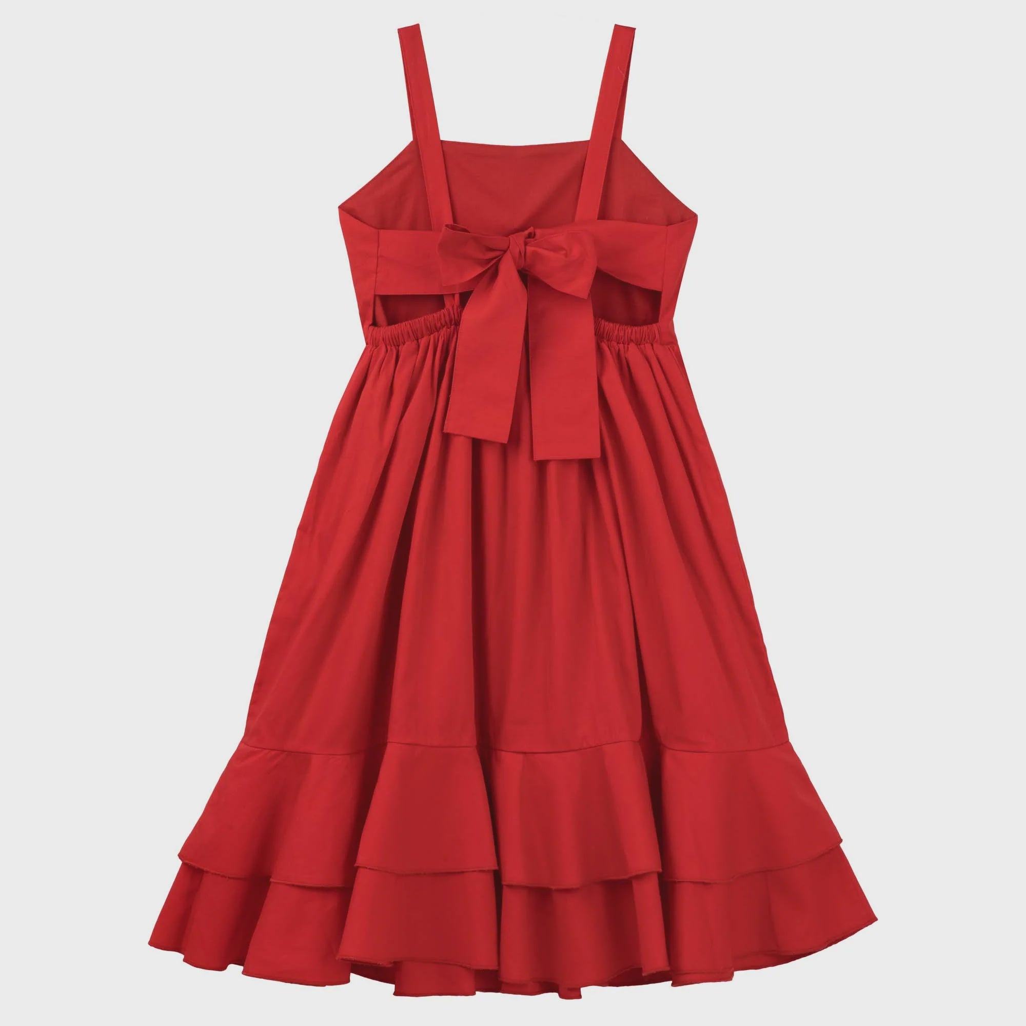 Designer Kidz | Amelia Frill Tie Back Dress - (Red)