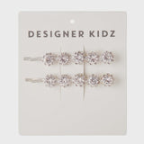 Designer Kidz | Sparkle Flower Hair Clip Pack - Silver - One Size