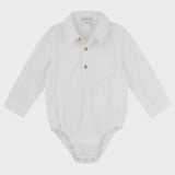 Archie L/S Button Romper - Ivory