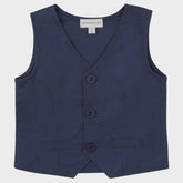 Finley Linen Vest - Navy