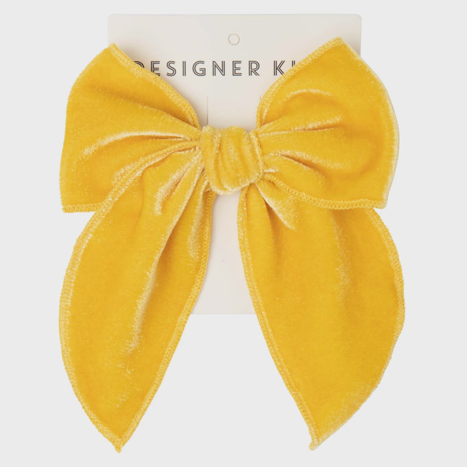 Designer Kidz | Long Velvet Bow Hair Clip - Honey Gold