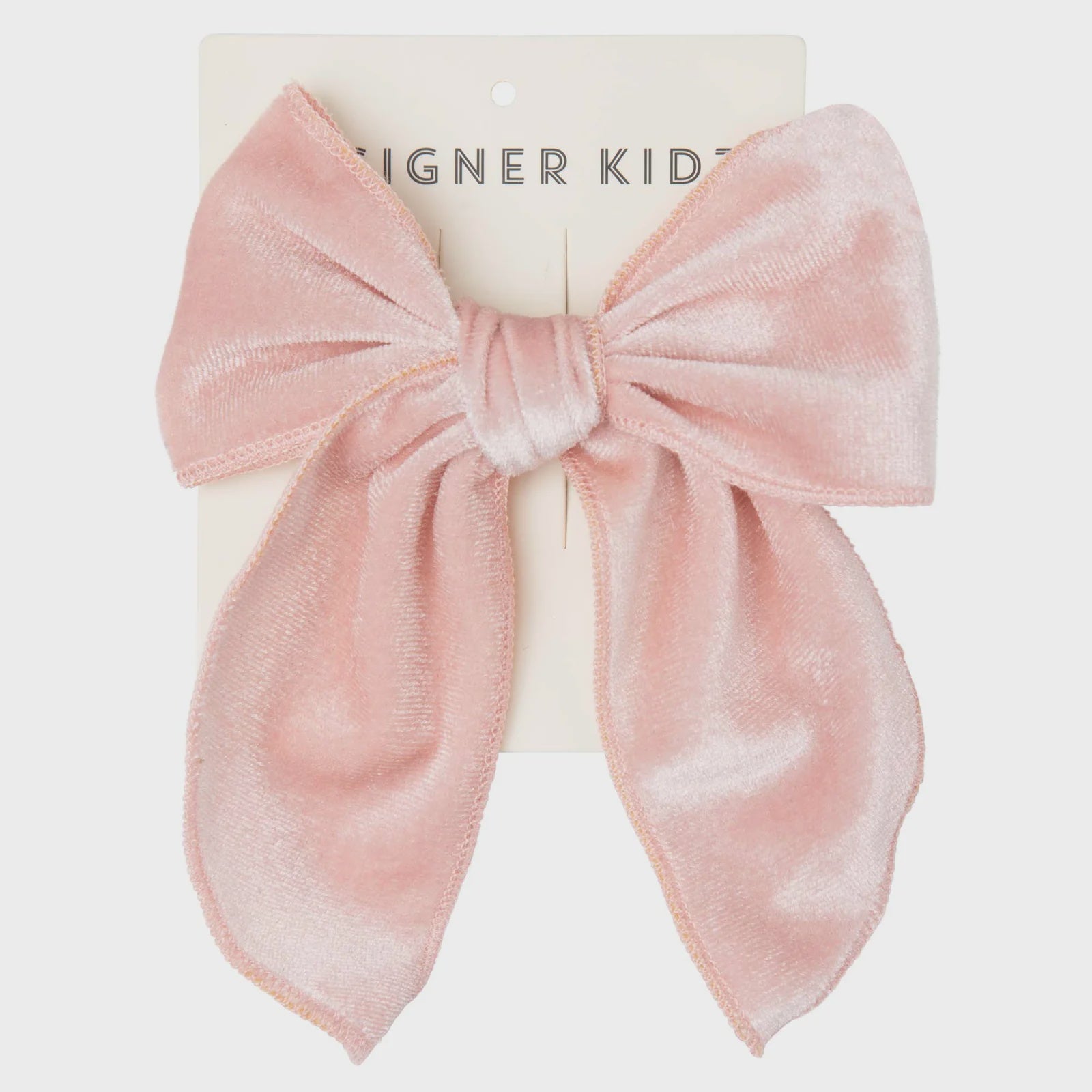 Designer Kidz | Long Velvet Bow Hair Clip - Pink