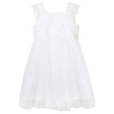 White formal girls dress with lace bodice and shoulders