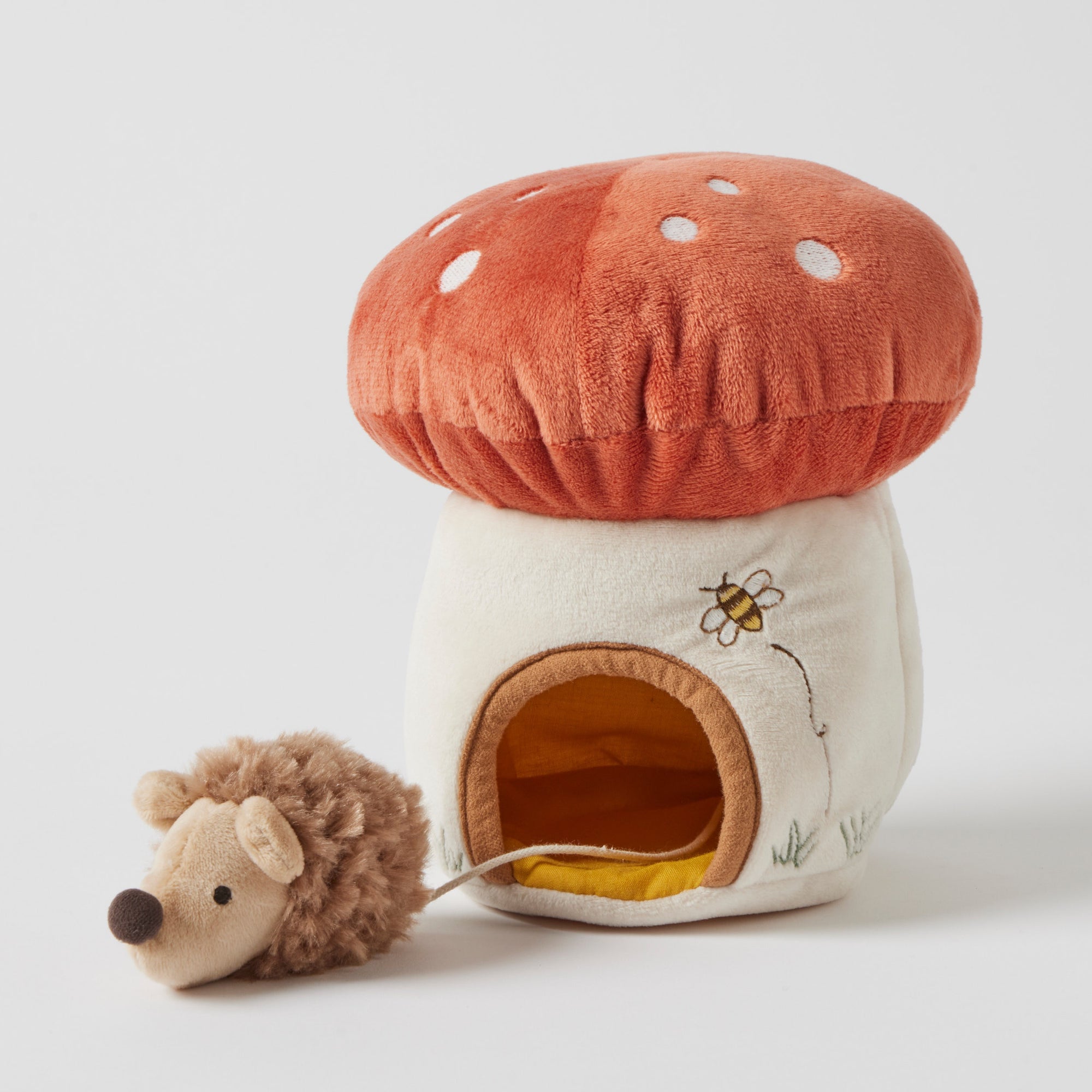 Mushroom House and Hedgehog Plush Toy