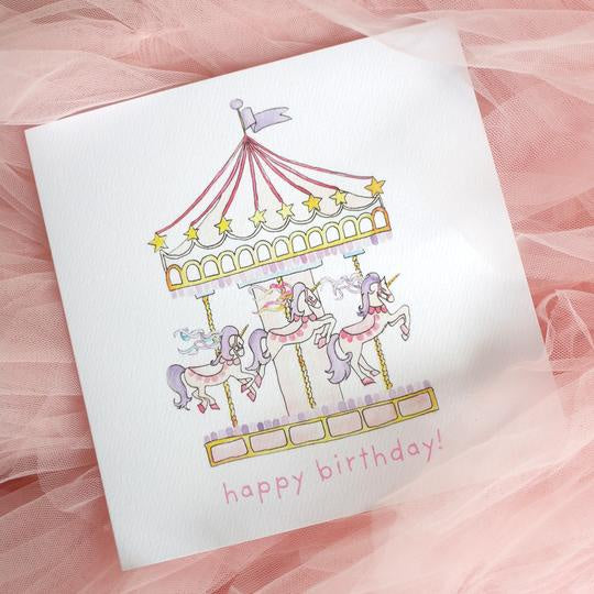 Gift Card - Unicorn Carousel - Happy Birthday