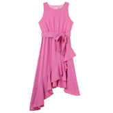 Designer Kidz | Akira Asymmetrical Frill Dress - (Fuscia)