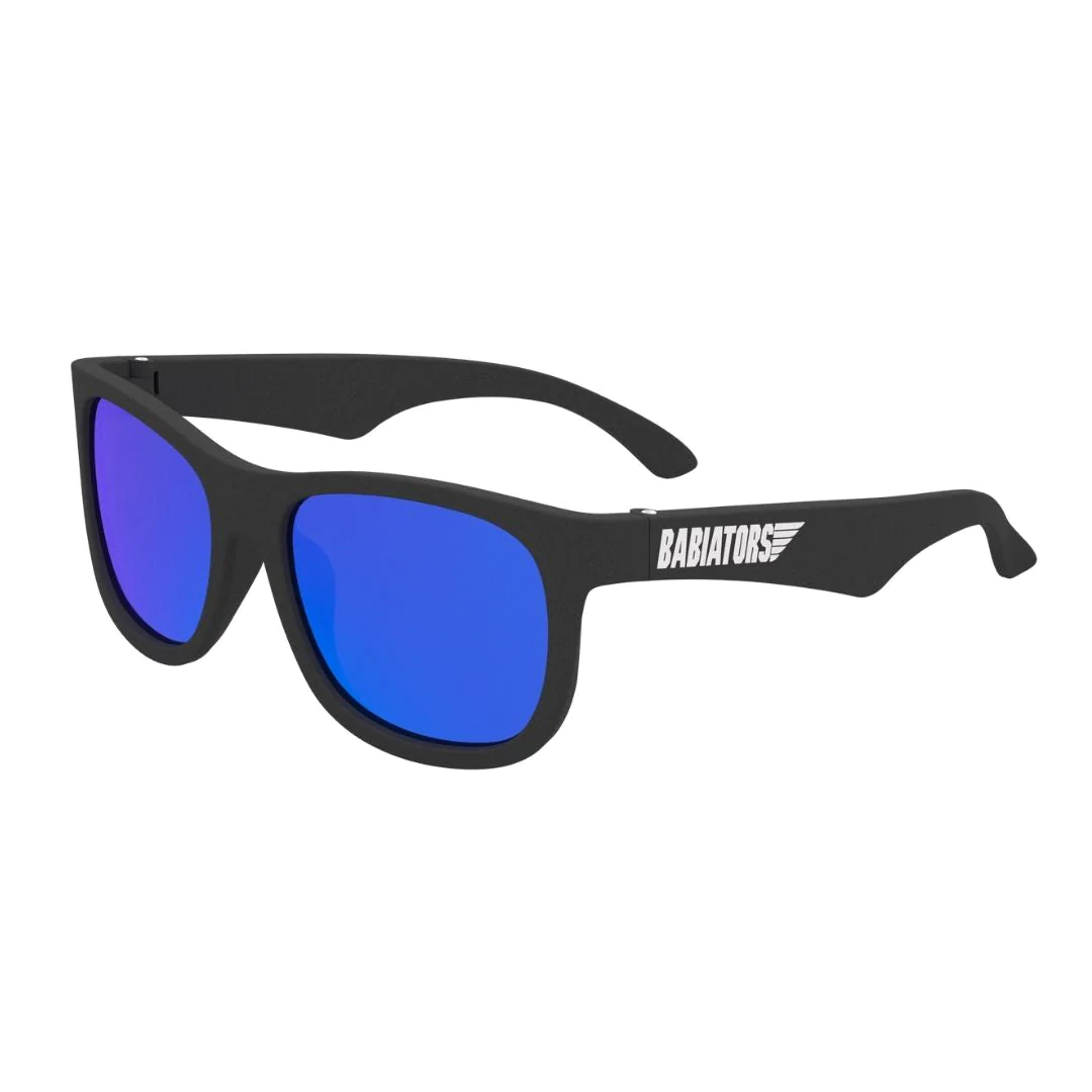 Babiators | Polarized Navigators - Includes Sunglasses Bag - (Jet Black - Cobalt Blue Mirrored Lenses)