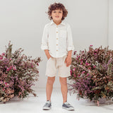 Designer kidz | Archie L/S Button Shirt - (Ivory)
