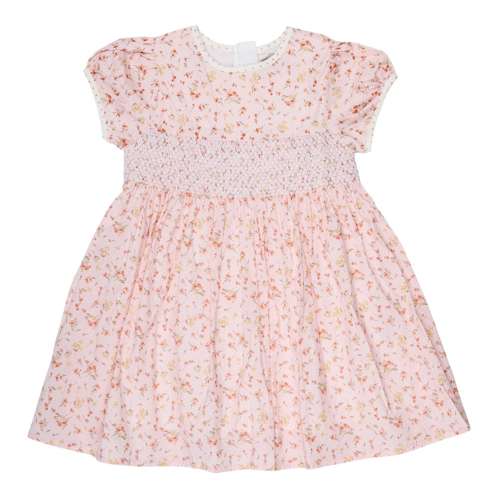 Peach Rose & Butter Cream Smock Dress