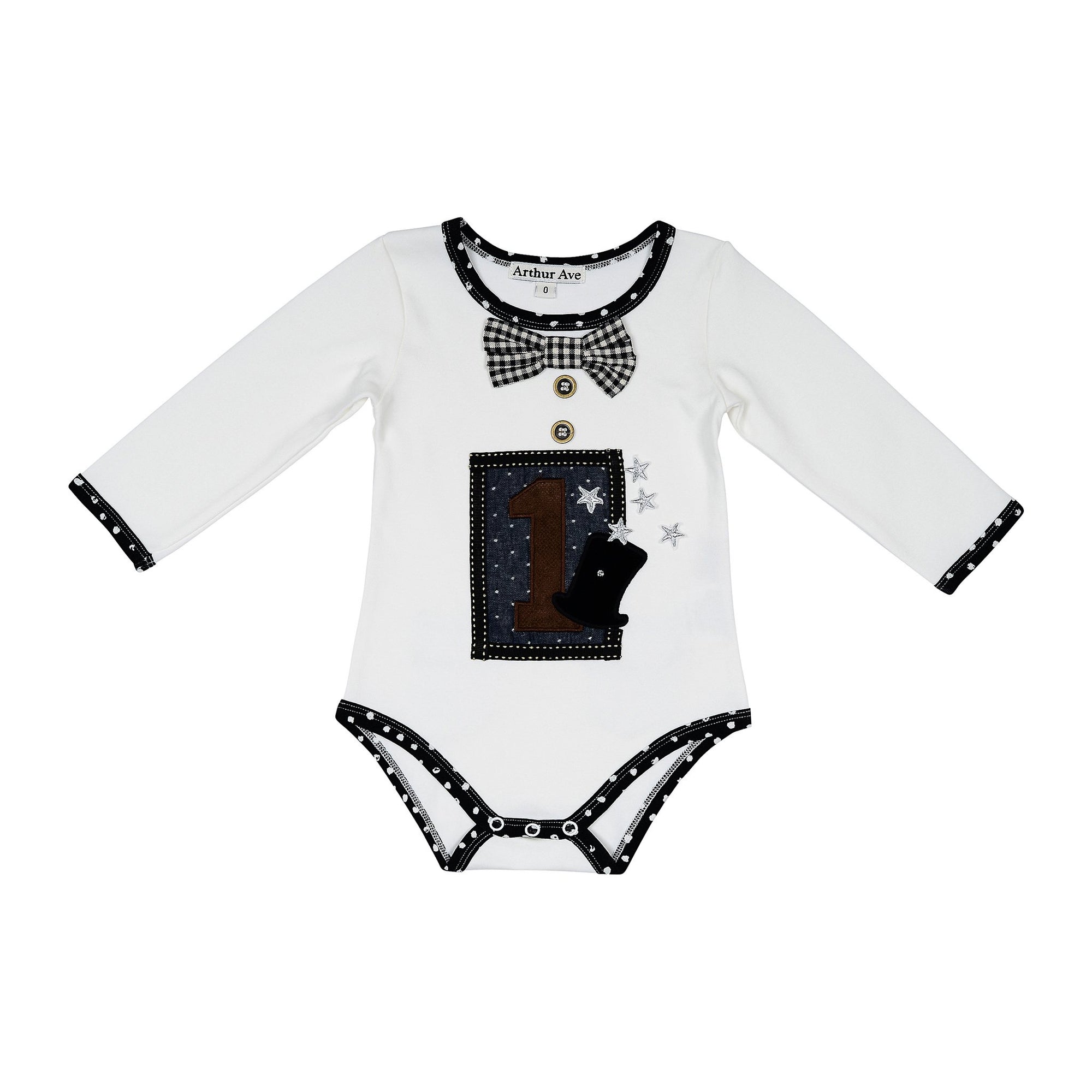 Winter First Birthday White L/S Onesie