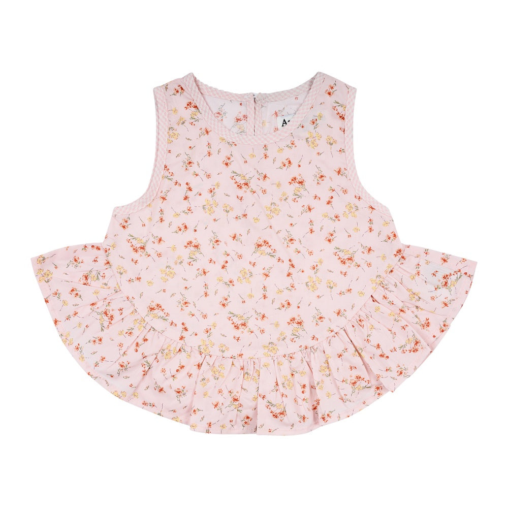 Peach Rose & Butter Cream Frill Layered Top