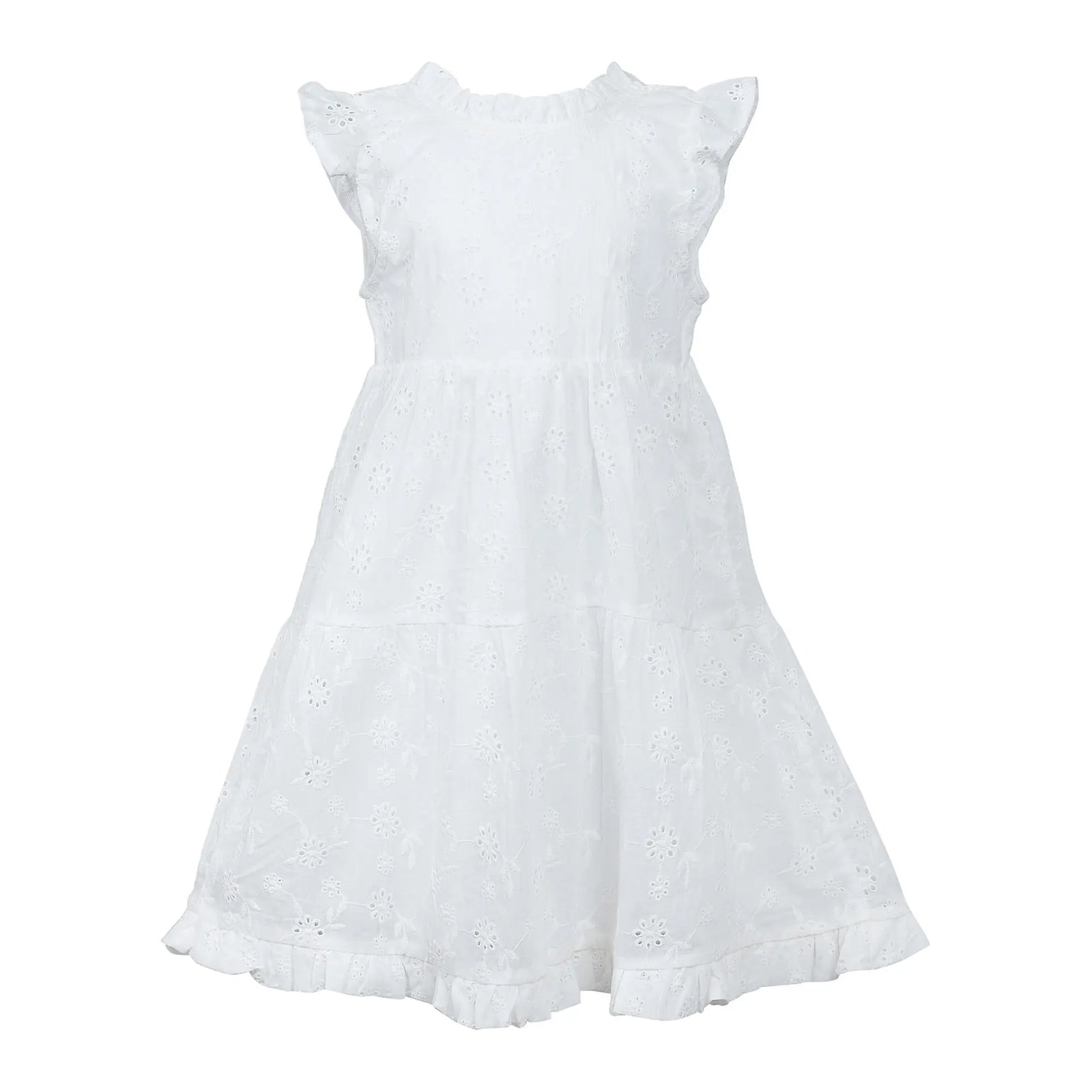 Vine Rose Pure White Broderie Anglaise Wonder Dress