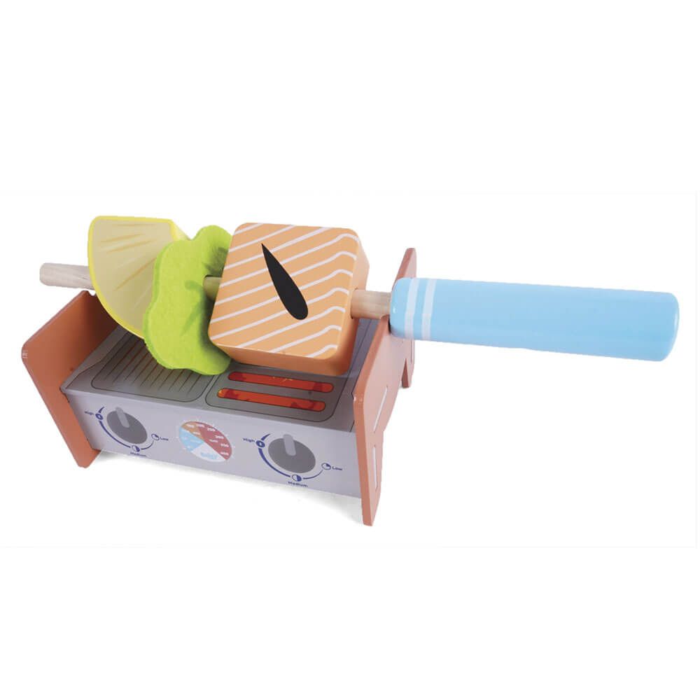 Bluey Toy grill with toy food on a white background