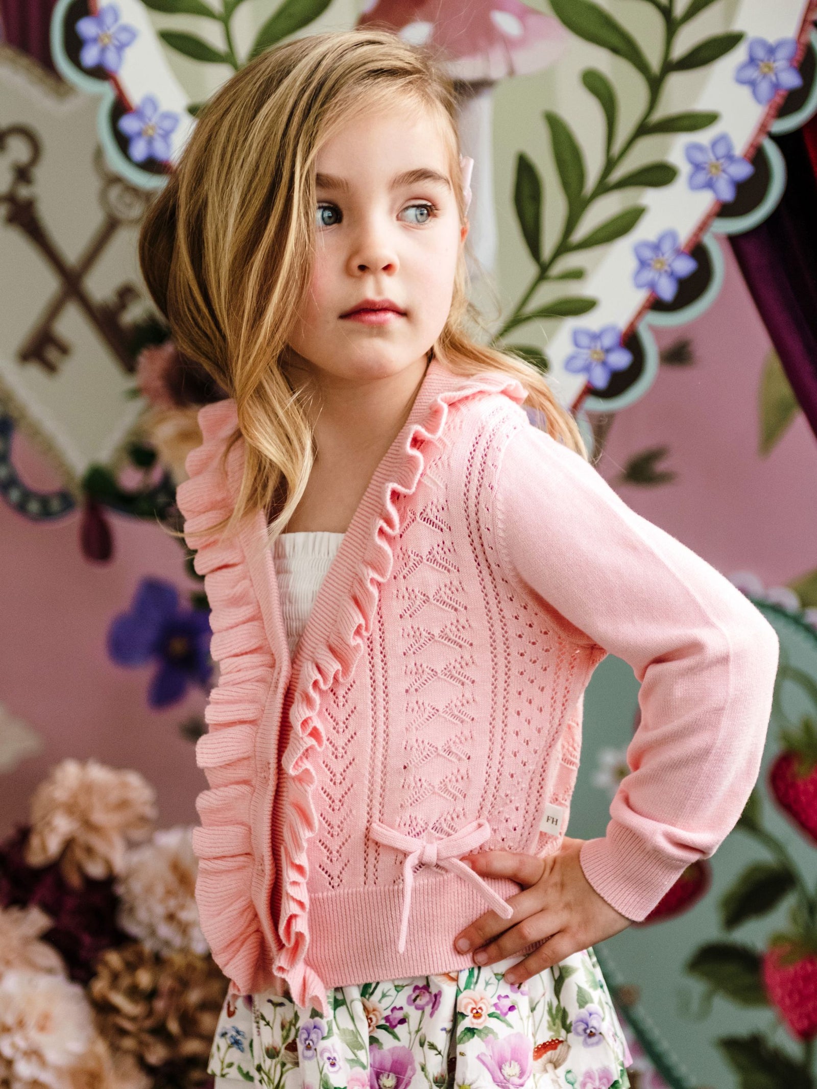 Bow Cardigan - Light Strawberry