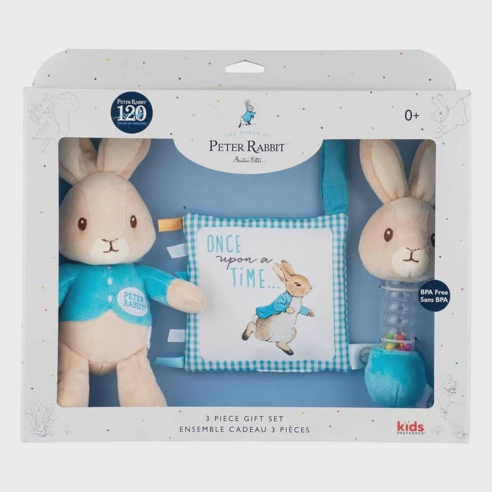 PETER RABBIT PLUSH, ACTIVITY SQUARE & RATTLE GIFT SET