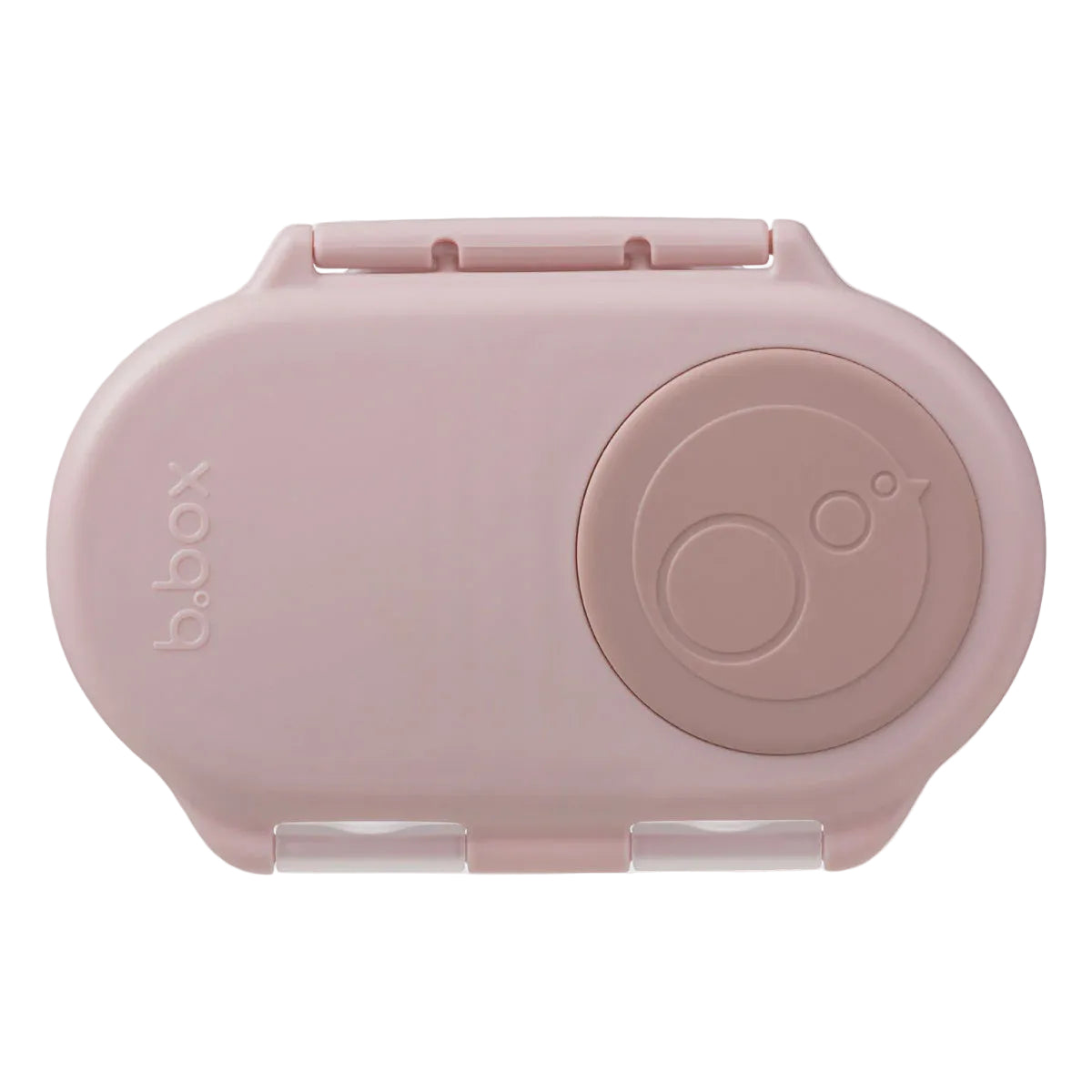 Pink b.box snack container on a light gray background