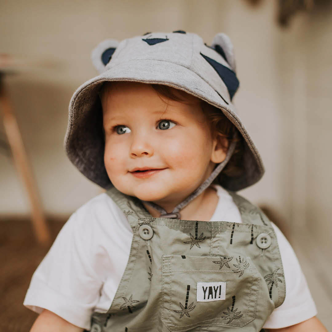 Bedhead | Lil&#39; Tiger Toddler Bucket Hat with Strap - Grey Marle