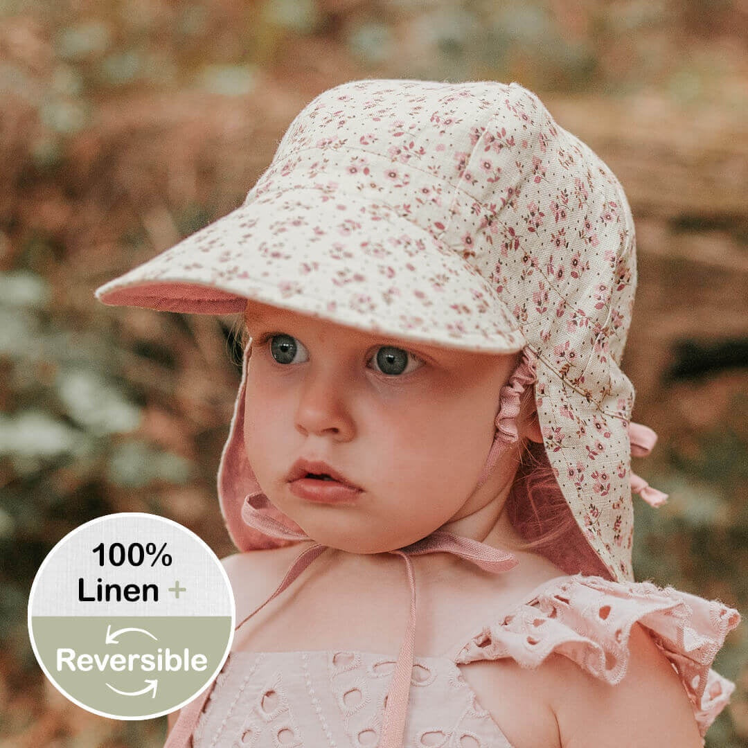 Bedhead | 'Lounger' Baby Reversible Flap Sun Hat - Ruby / Rosa