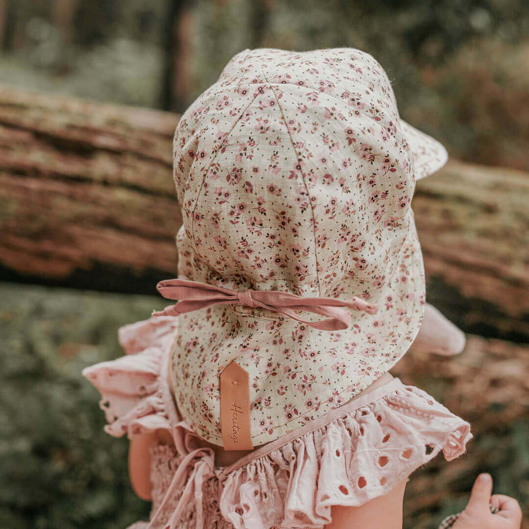 Bedhead | 'Lounger' Baby Reversible Flap Sun Hat - Ruby / Rosa